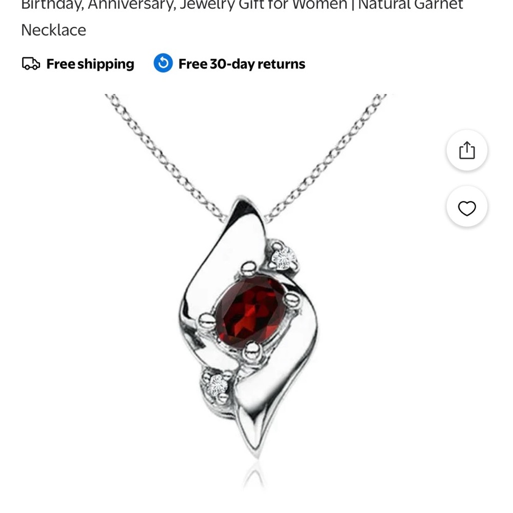 ANGARA Sterling Silver and Garnet Pendant Necklace and Earrings